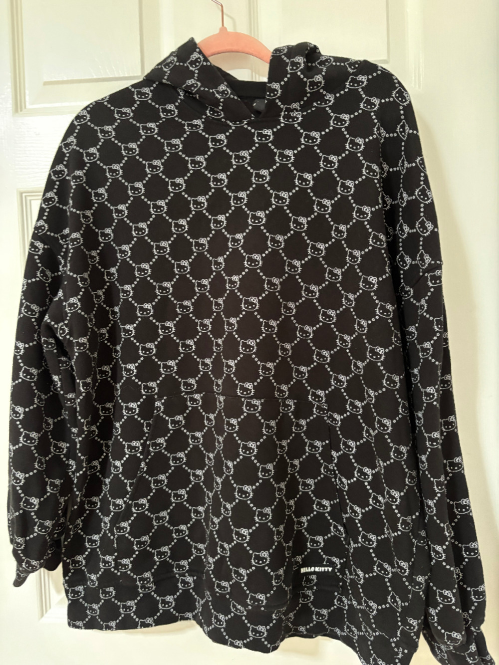 H&M Divided x Sanrio Hello Kitty Monogram Hoodie - Black/White - Size Medium